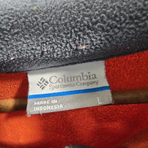 Columbia Pullover Men Large Orange Gray Fleece Klamath Range Quarter Zip Sweater - Picture 3 of 11